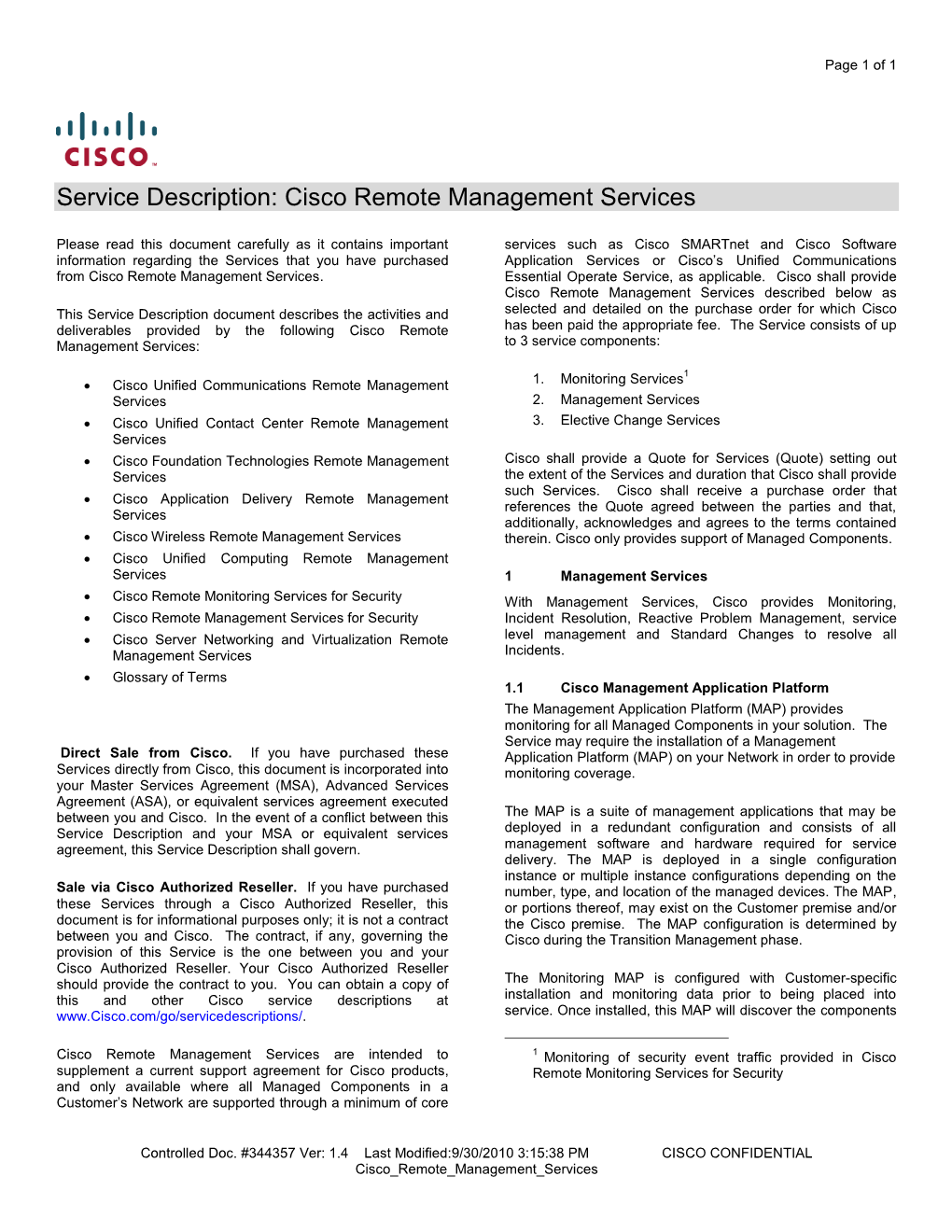 Service Description: Cisco Remote Management Services