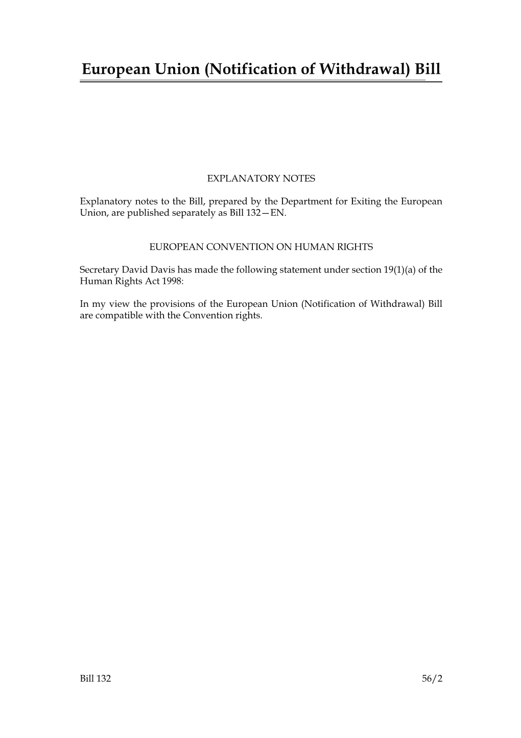 European Union (Notification of Withdrawal) Bill