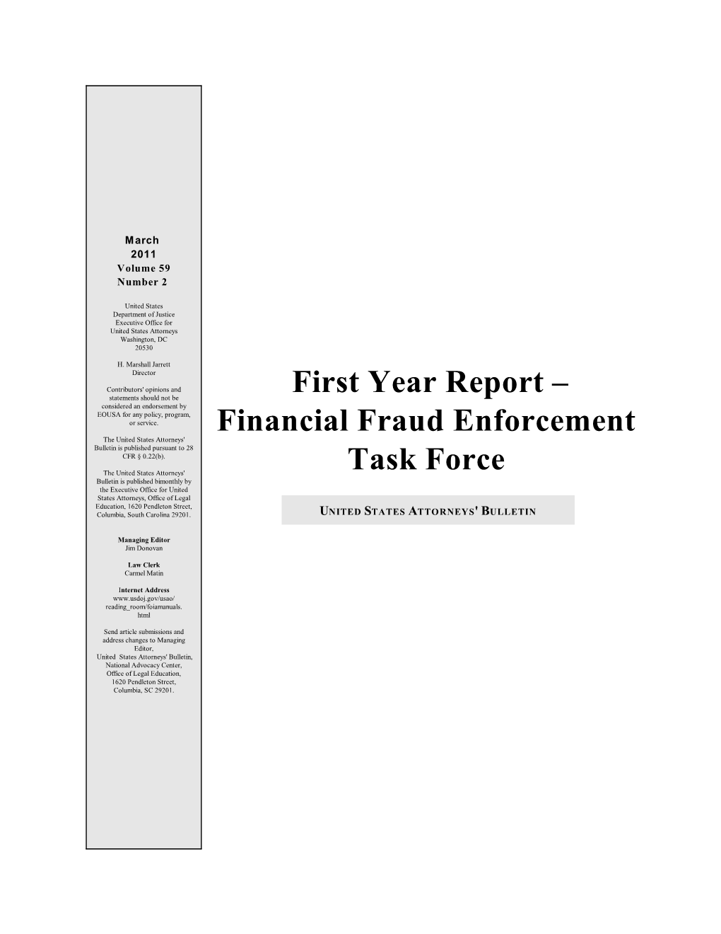 Financial Fraud Enforcement Task Force 2010