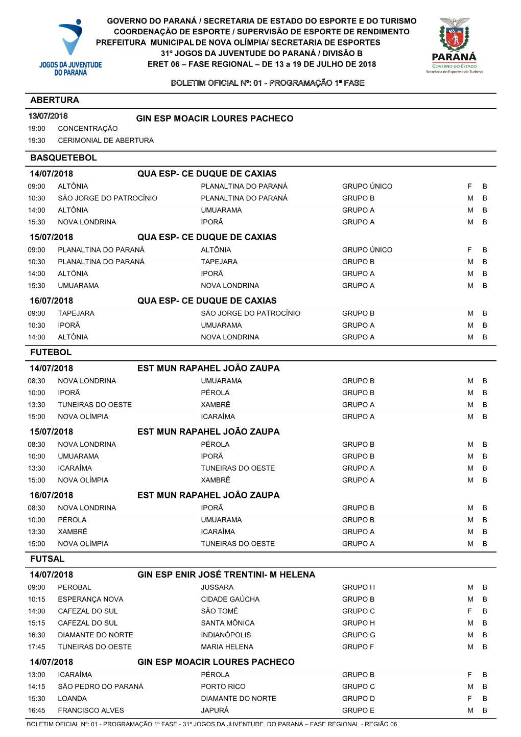 Basquetebol 14/07/2018 Qua