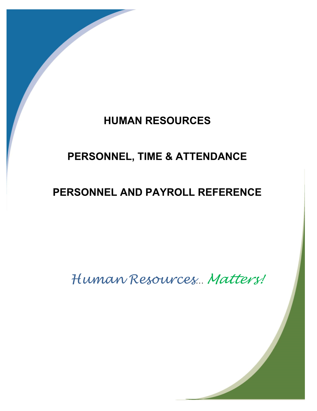 Personnel and Payroll Reference
