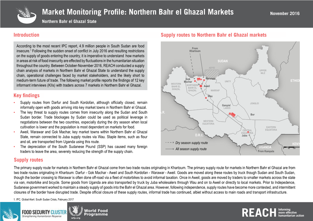Northern Bahr El Ghazal Markets November 2016 Northern Bahr El Ghazal State