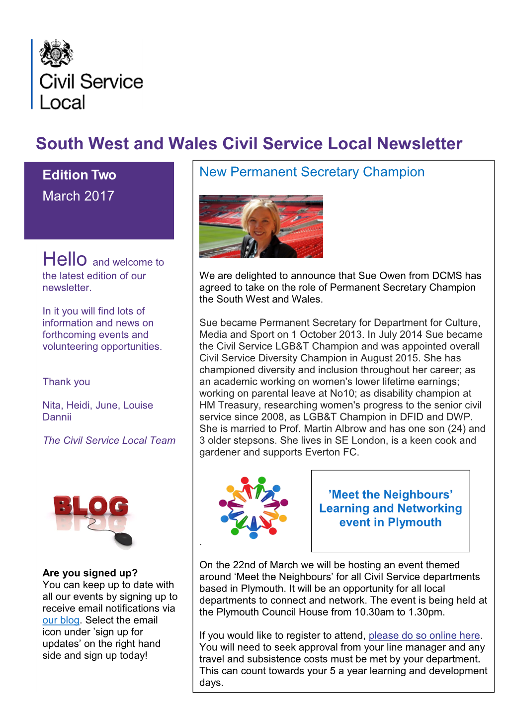 South West and Wales Civil Service Local Newsletter