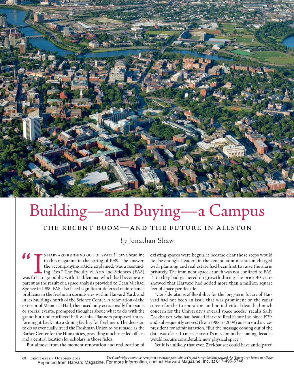 Building—And Buying—A Campus the Recent Boom—And the Future in Allston by Jonathan Shaw