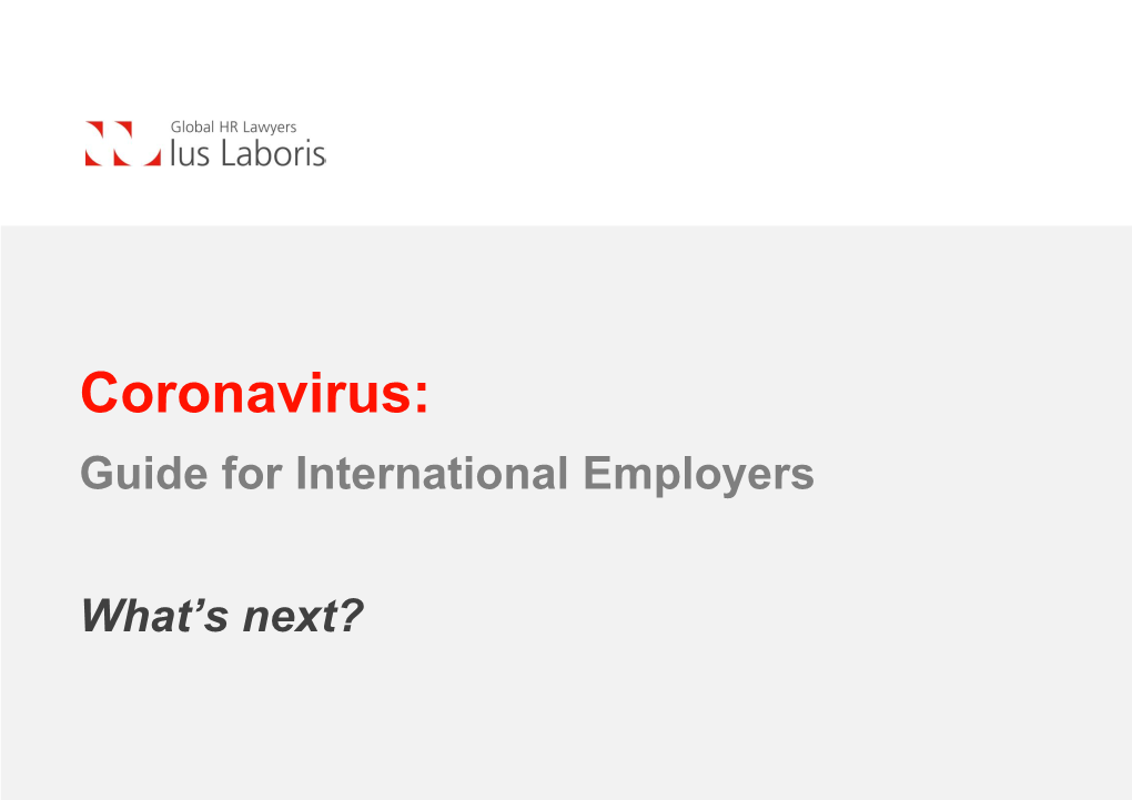 Coronavirus: Guide for International Employers