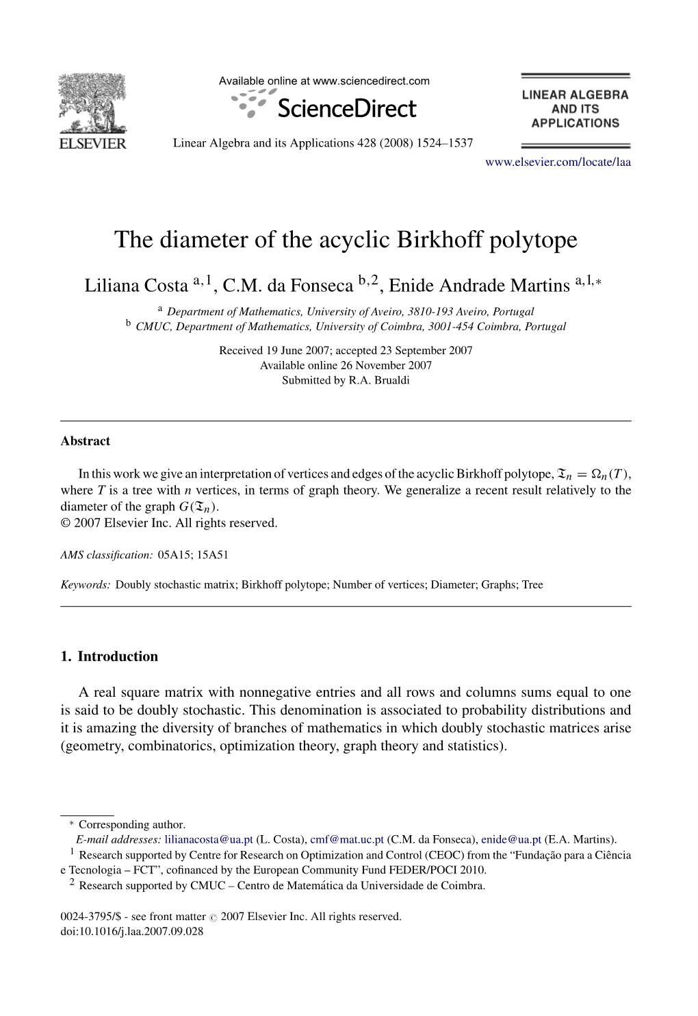The Diameter of the Acyclic Birkhoff Polytope