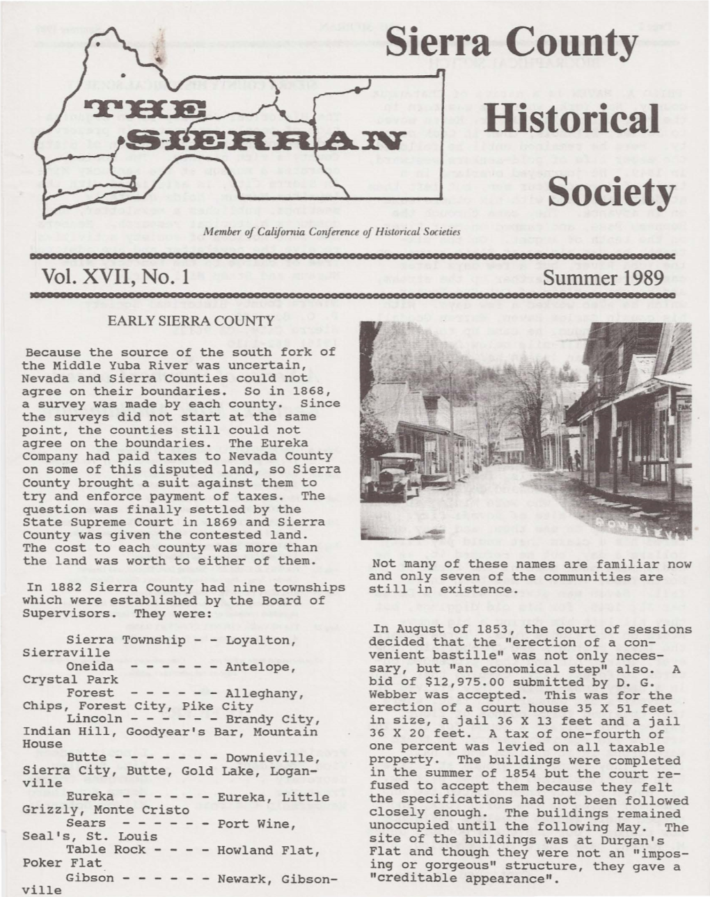 Summer 1989 : : ::::::::::::: ::: : • Cia : Ace A:::::::: Gse:::::::: IC:: • EARLY SIERRA COUNTY