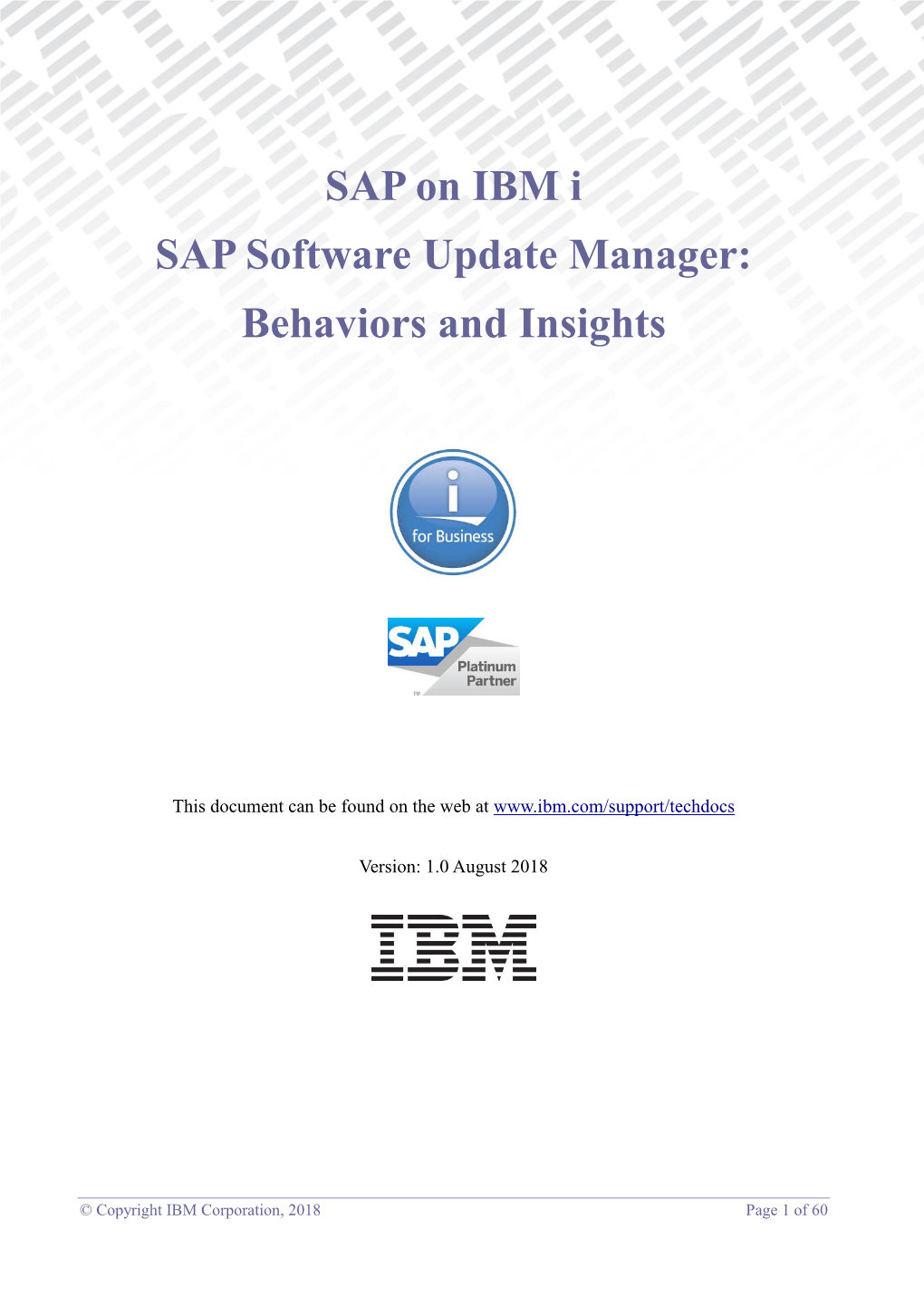 SAP on IBM I - SAP Software Update Manager Version: 1.0 August 2018