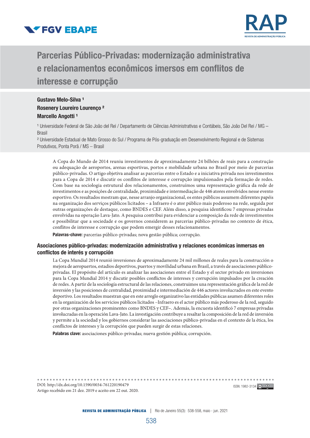 Public-Private Partnerships: Administrative Modernization and Economic Relationships Immersed in Conflicts of Interest and Corru