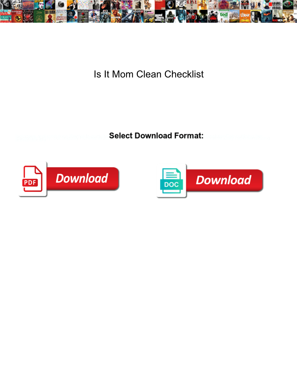 Is It Mom Clean Checklist
