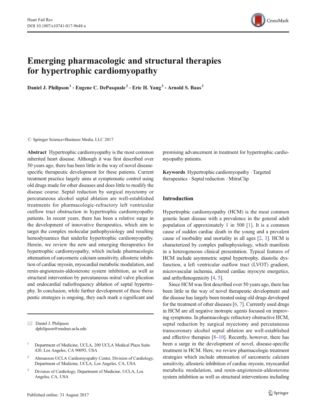 Emerging Pharmacologic and Structural Therapies for Hypertrophic Cardiomyopathy