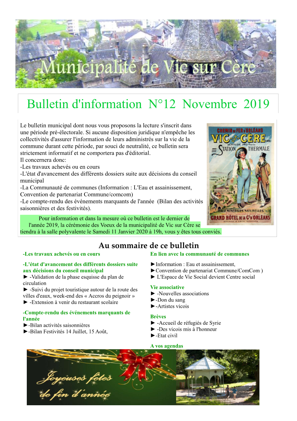 Bulletin N°12 Novembre 2019