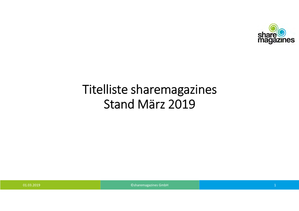 Titelliste Sharemagazines Stand März 2019