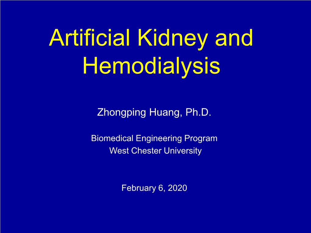 Artificial Kidney and Hemodialysis