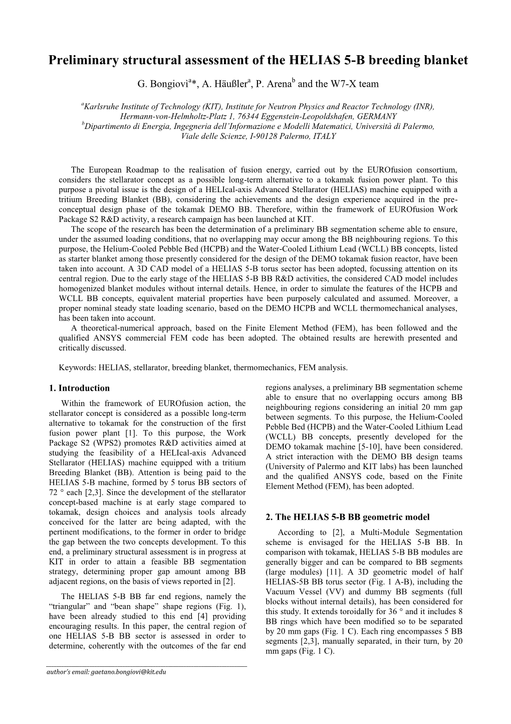 Preliminary Structural Assessment of the HELIAS 5-B Breeding Blanket