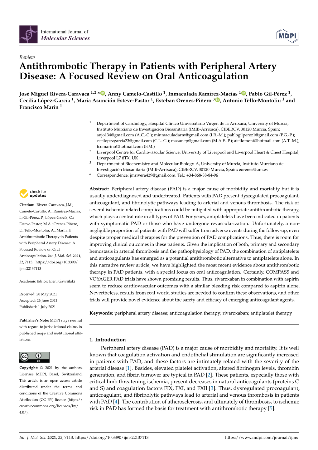 Antithrombotic Therapy in Patients with Peripheral Artery Disease: a Focused Review on Oral Anticoagulation