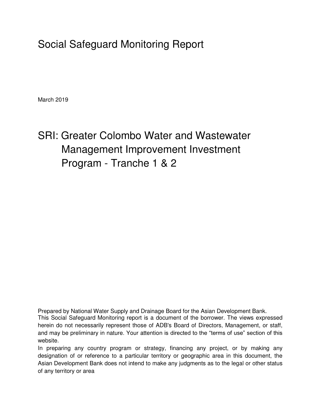 45148-005: Greater Colombo Water And