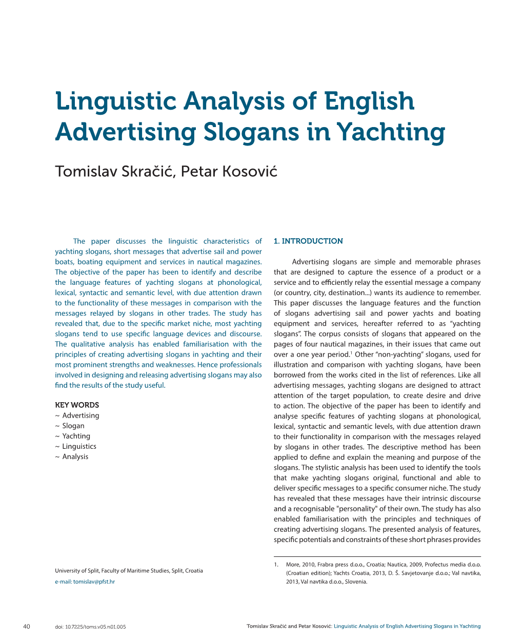 Linguistic Analysis of English Advertising Slogans in Yachting