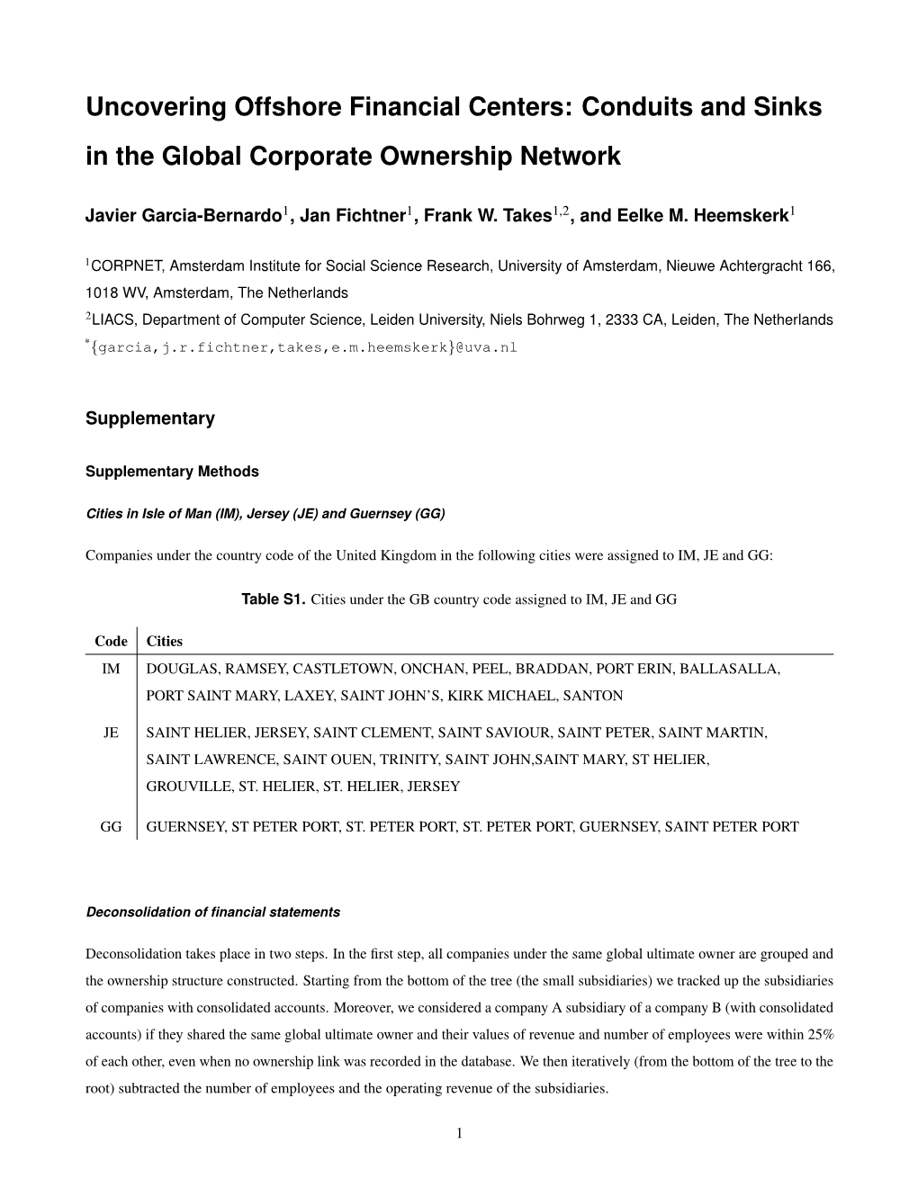 Conduits and Sinks in the Global Corporate Ownership Network