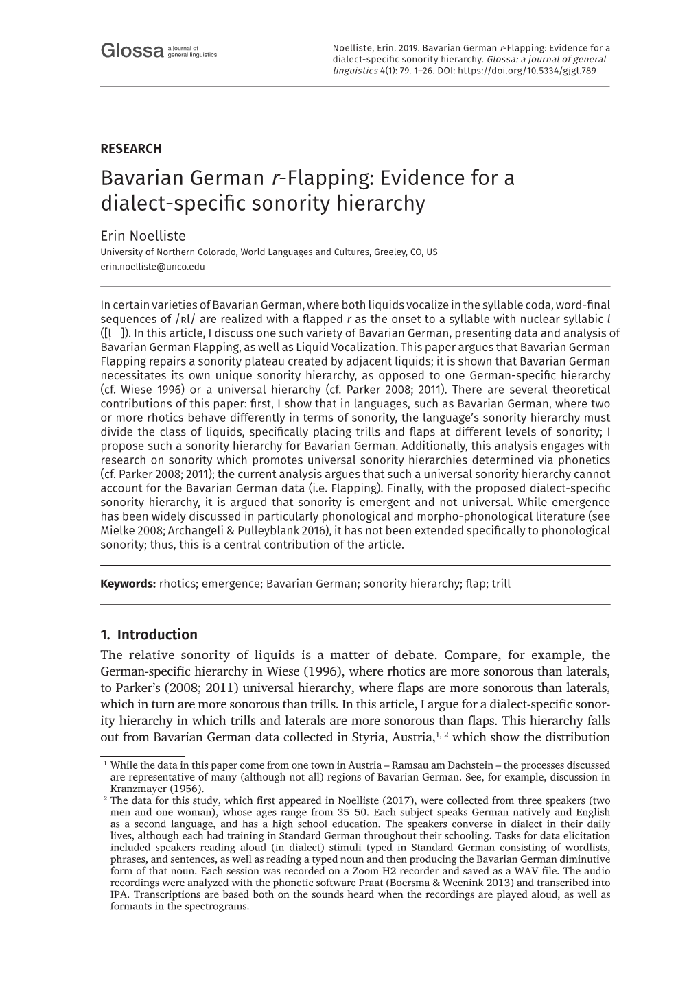 Bavarian German R-Flapping: Evidence for a Dialect-Specific Sonority