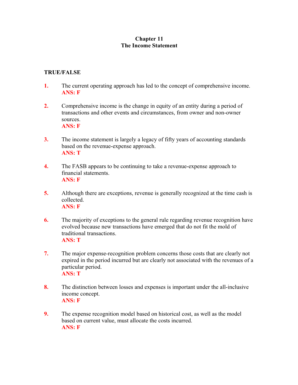 Chapter 11 the Income Statement