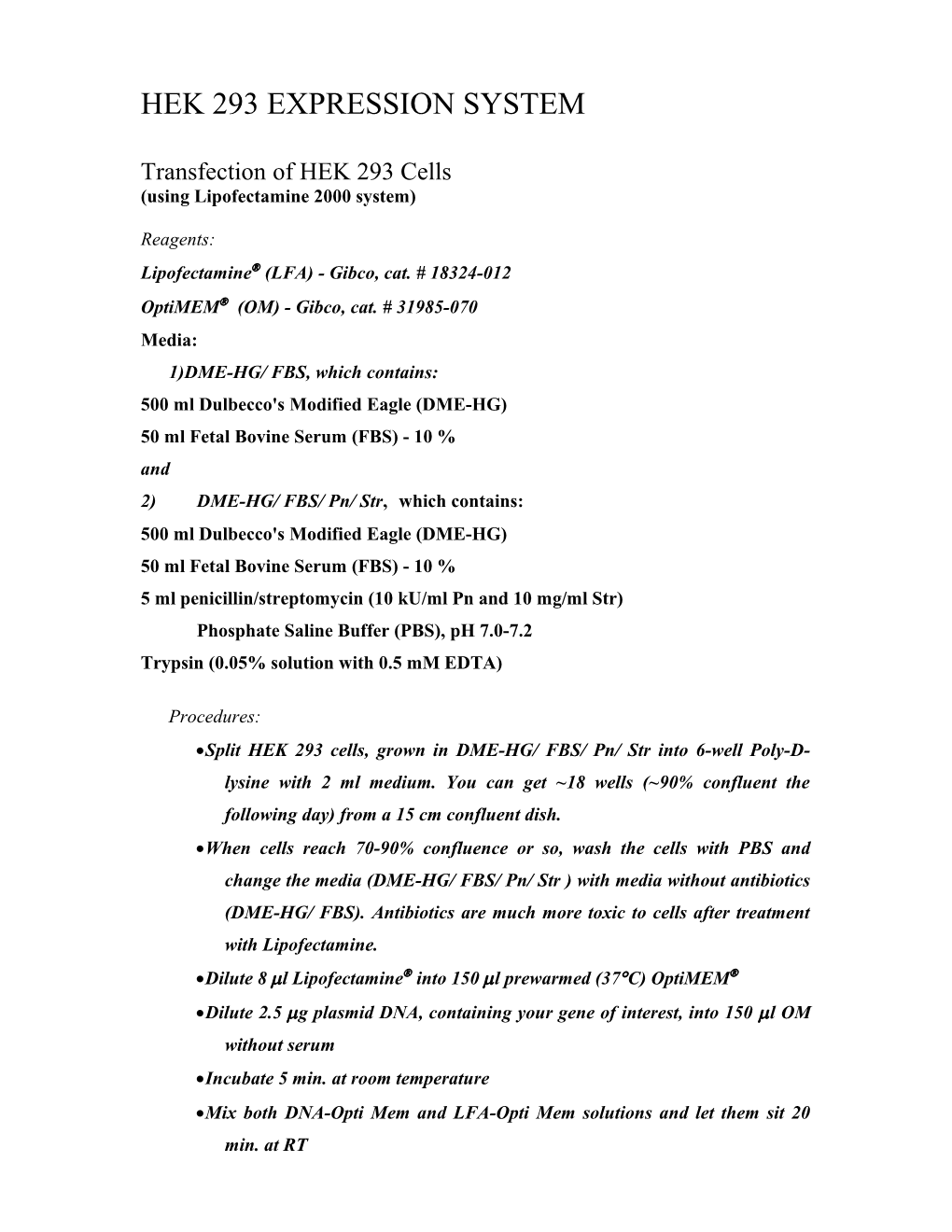 Hek 293 Expression System