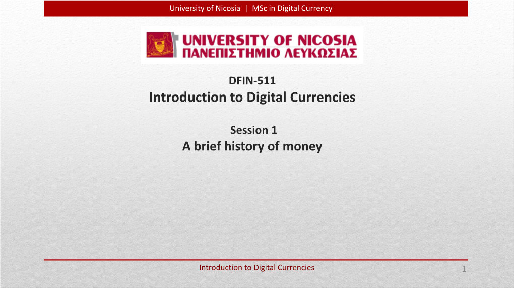 Introduction to Digital Currencies