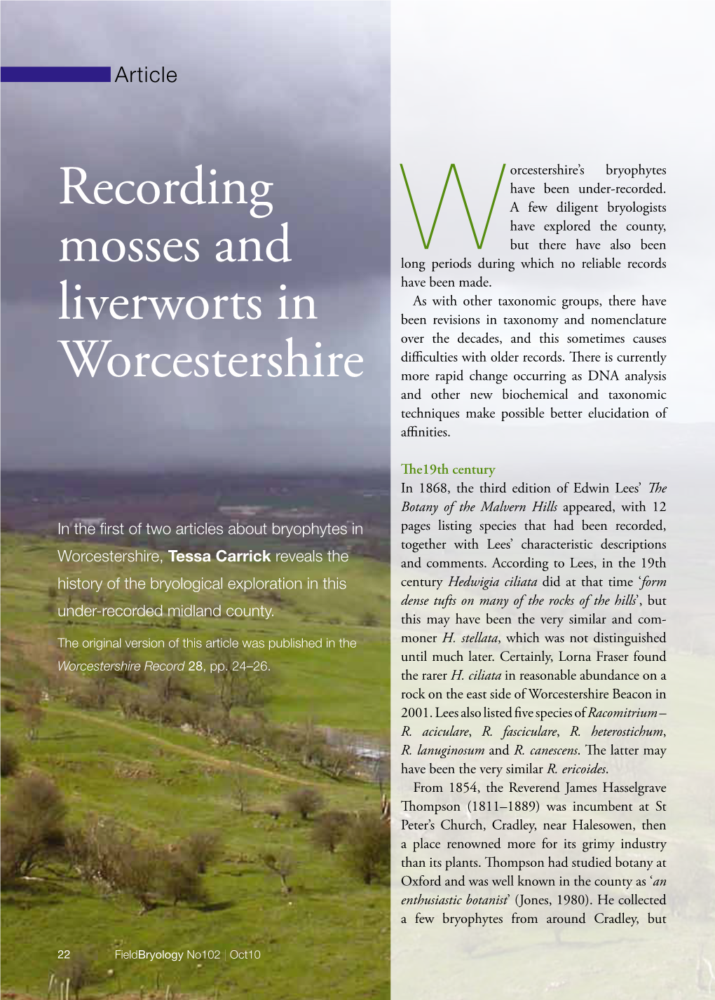 Recording Mosses and Liverworts in Worcestershire