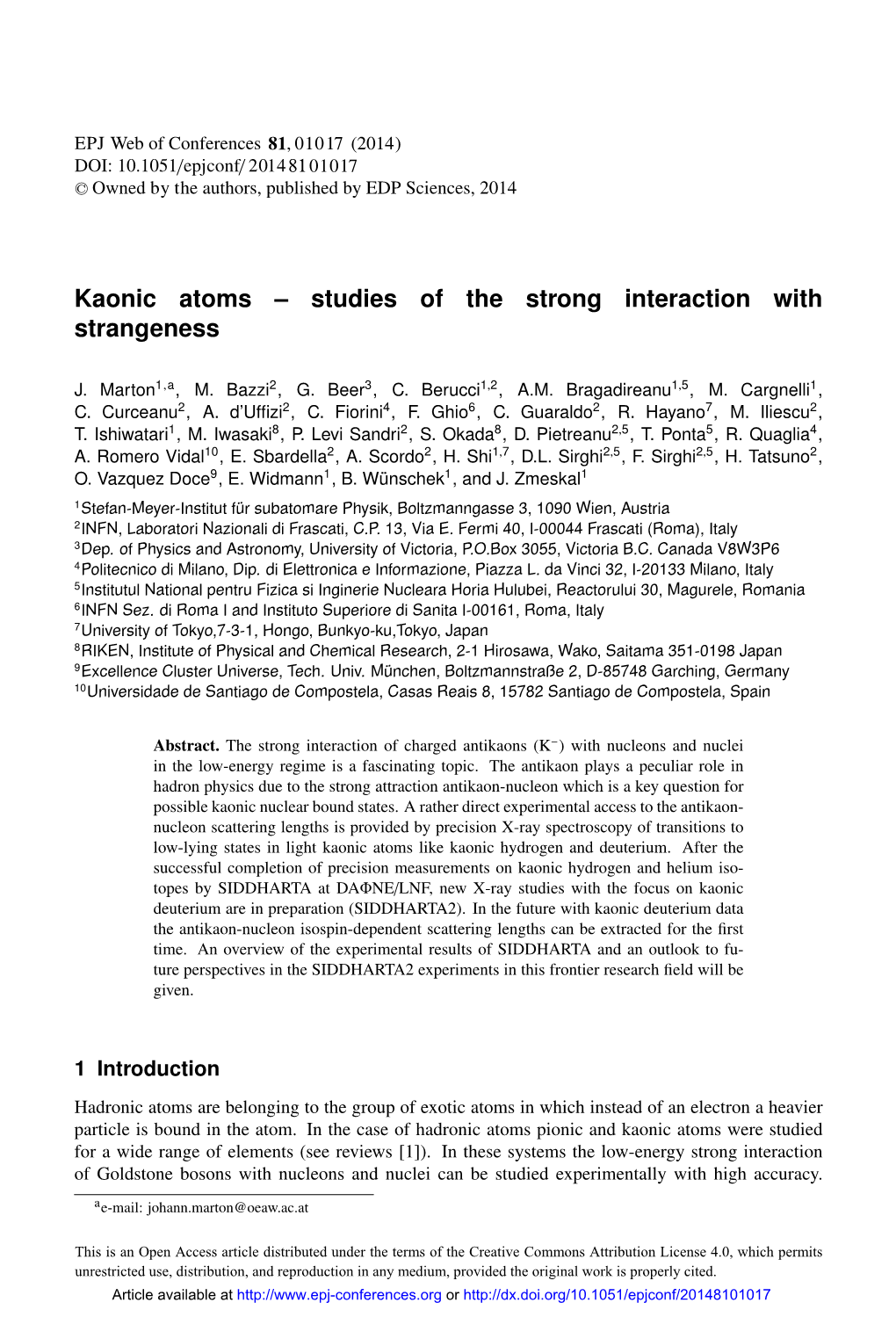 Kaonic Atoms – Studies of the Strong Interaction with Strangeness