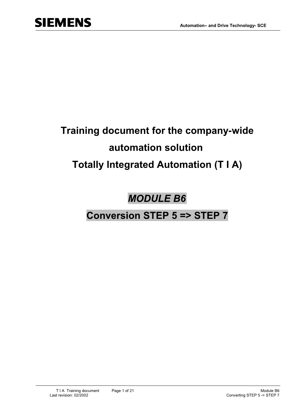 Training Document for the Company-Wide