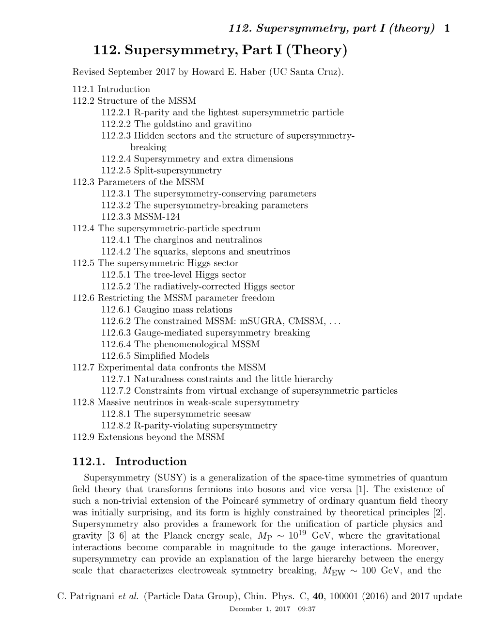 112. Supersymmetry, Part I (Theory) 1 112