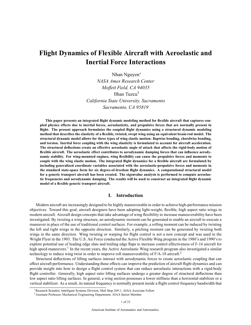 Flight Dynamics of Flexible Aircraft with Aeroelastic and Inertial Force Interactions