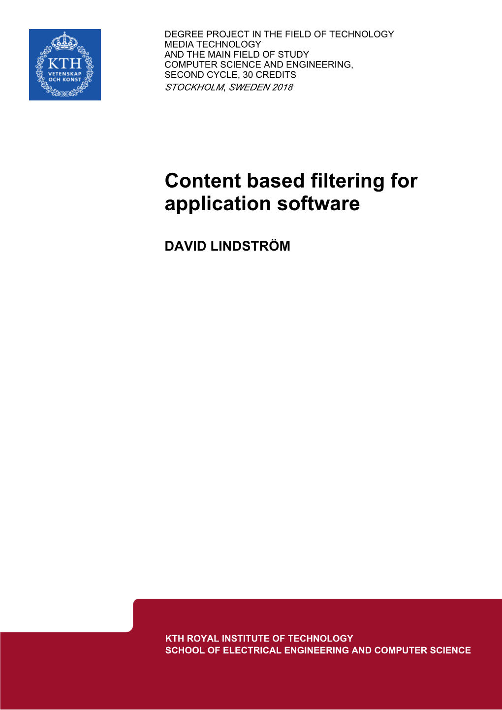 Content Based Filtering for Application Software