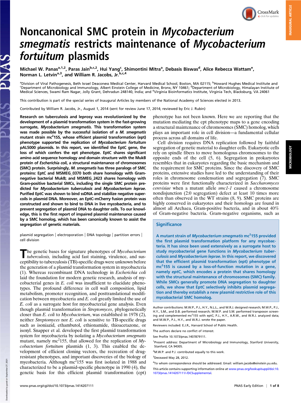 Noncanonical SMC Protein in Mycobacterium Smegmatis Restricts