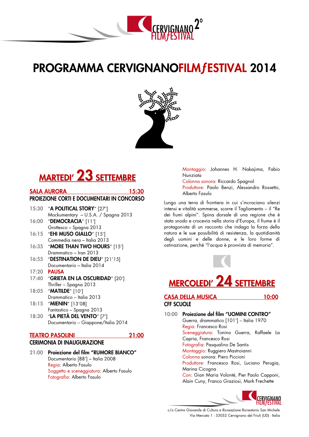 Programma Cervignano Film Festival 2014 Rev.03