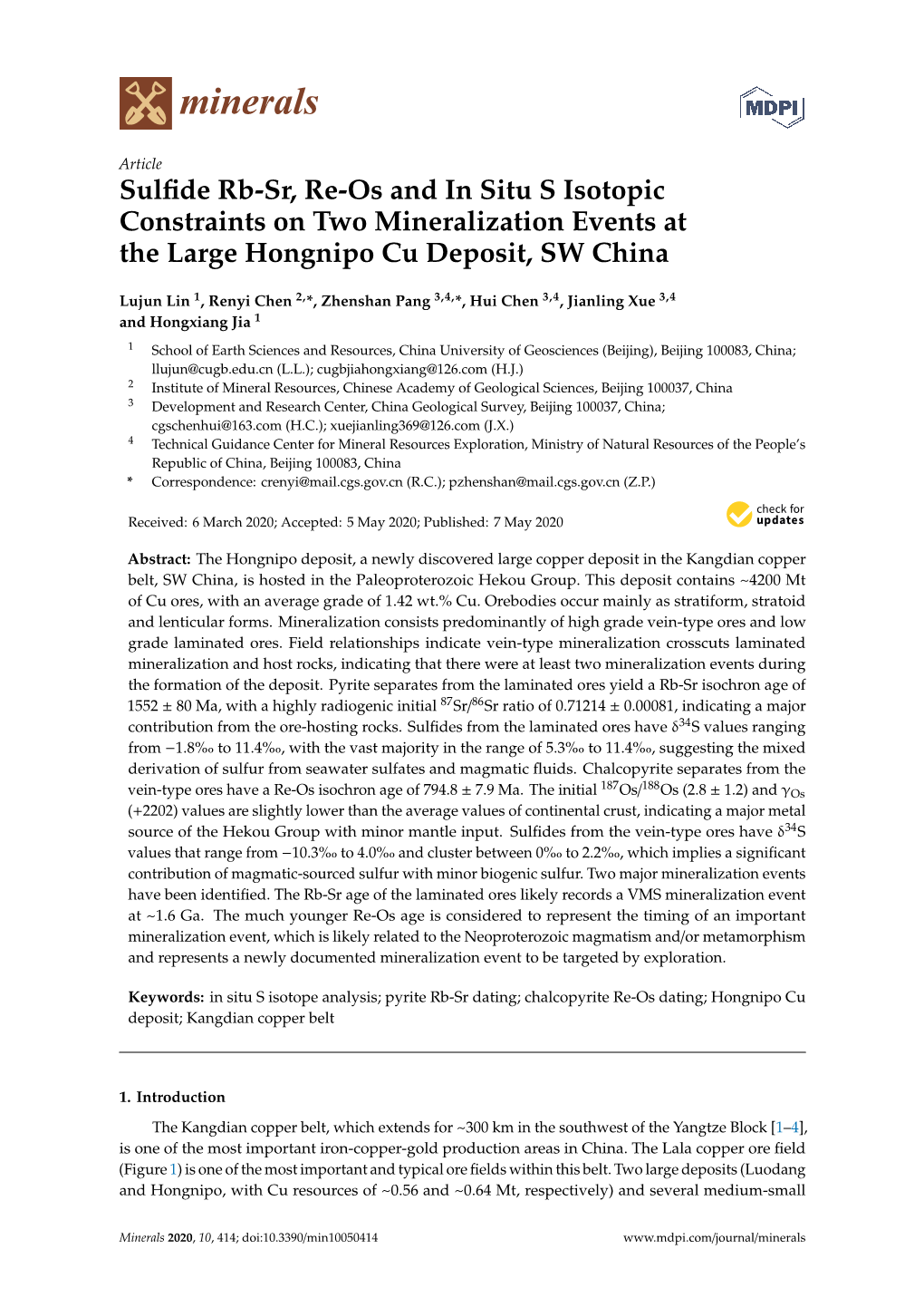 Sulfide Rb-Sr, Re-Os and in Situ S Isotopic Constraints on Two