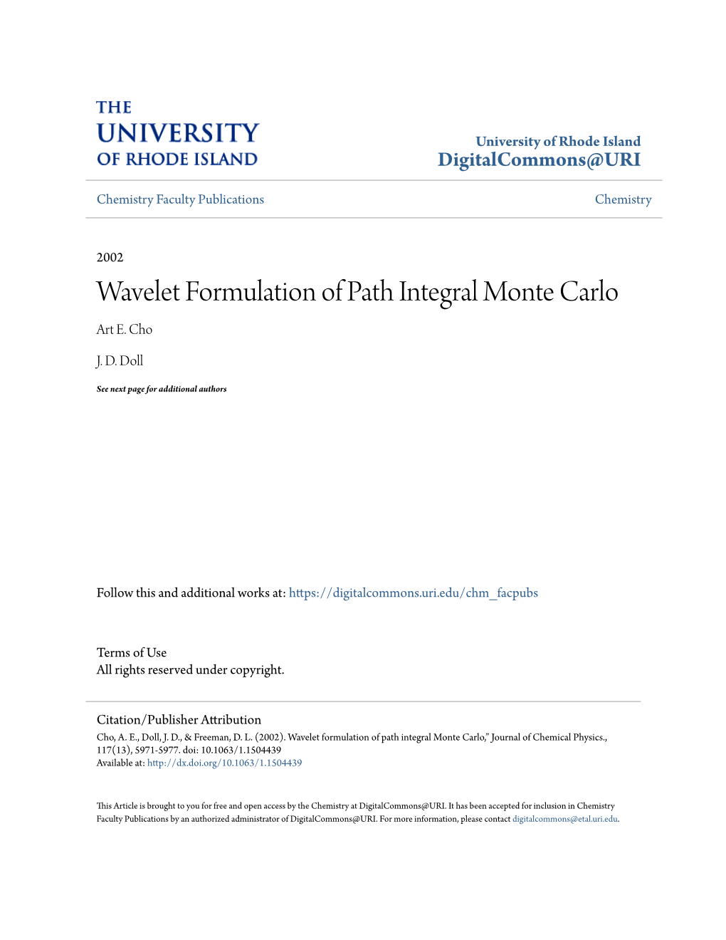 Wavelet Formulation of Path Integral Monte Carlo Art E