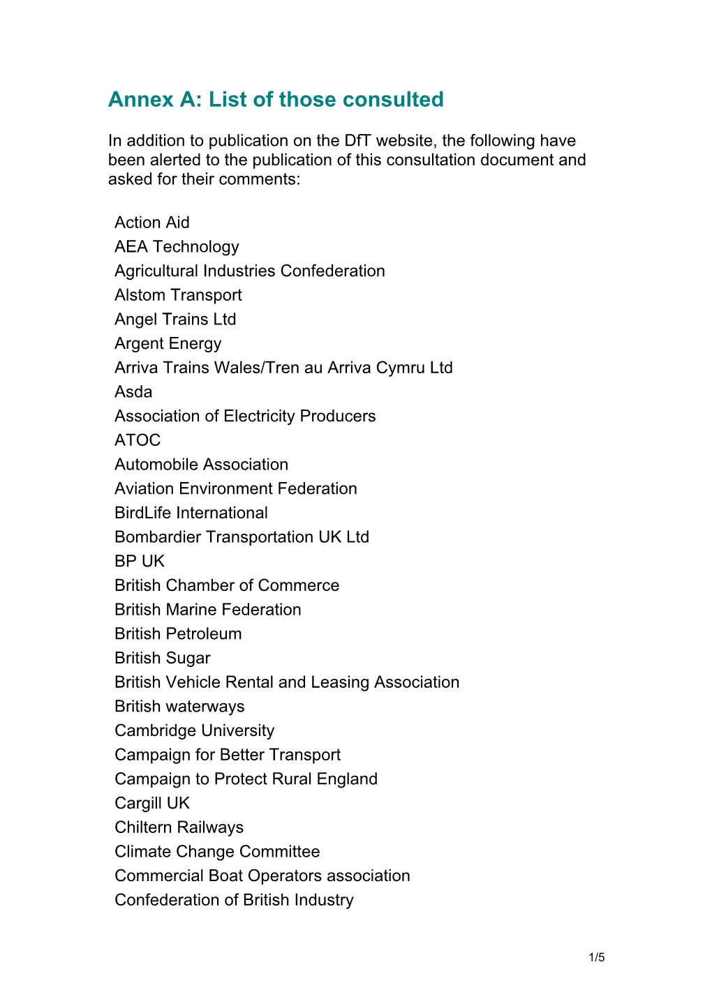 List of Those Consulted