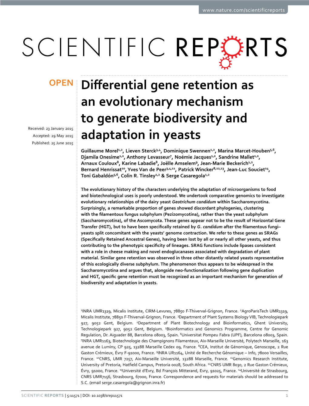 Differential Gene Retention As an Evolutionary Mechanism To