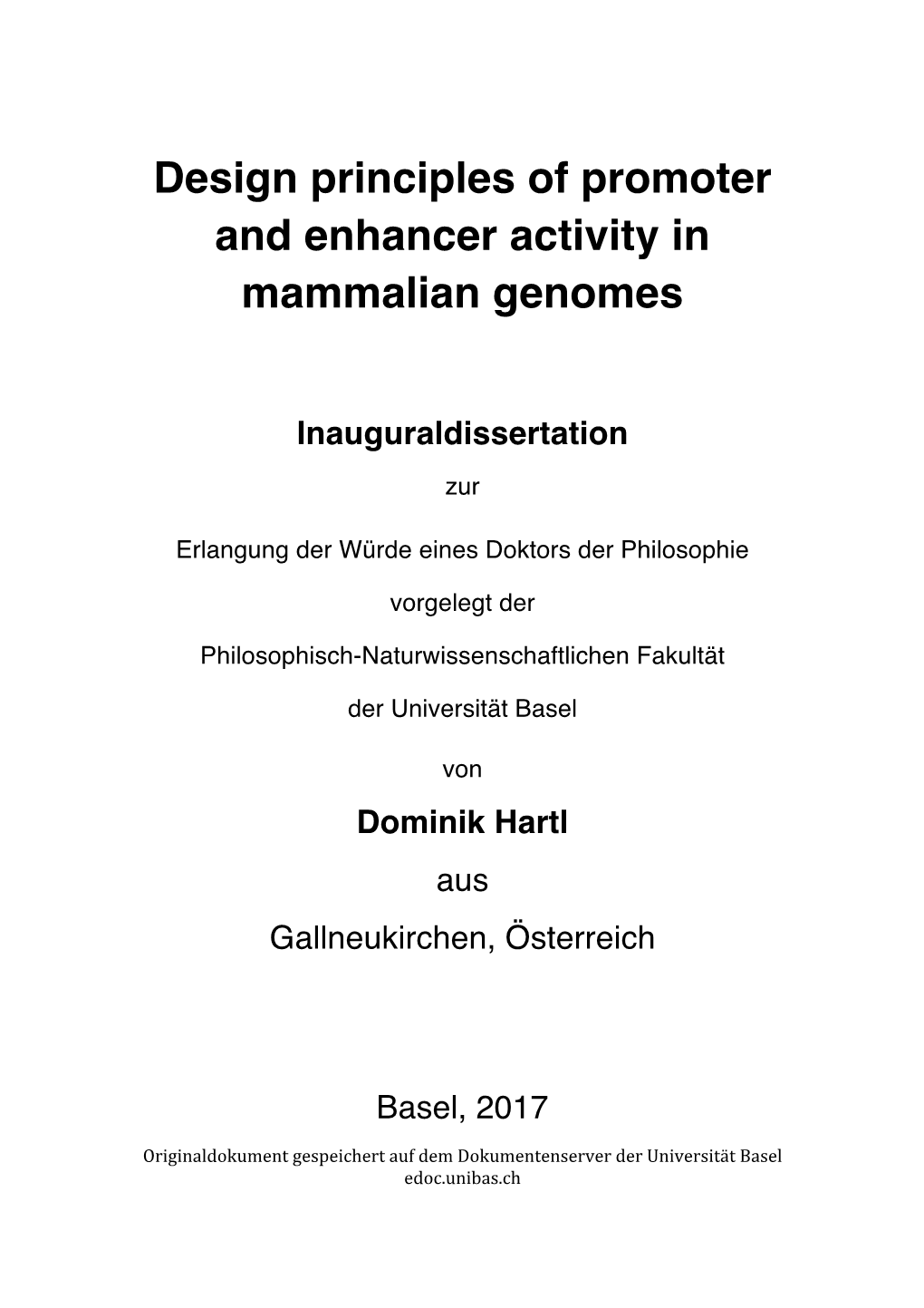 Design Principles of Promoter and Enhancer Activity in Mammalian Genomes