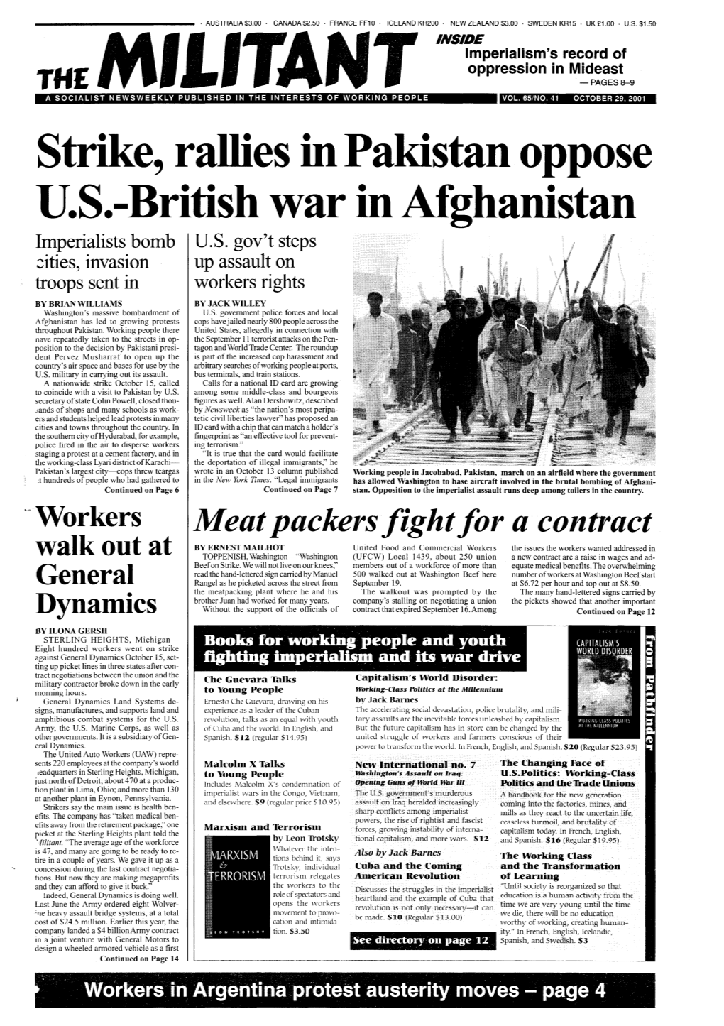 Strike, Rallies in Pakistan Oppose US-British War In