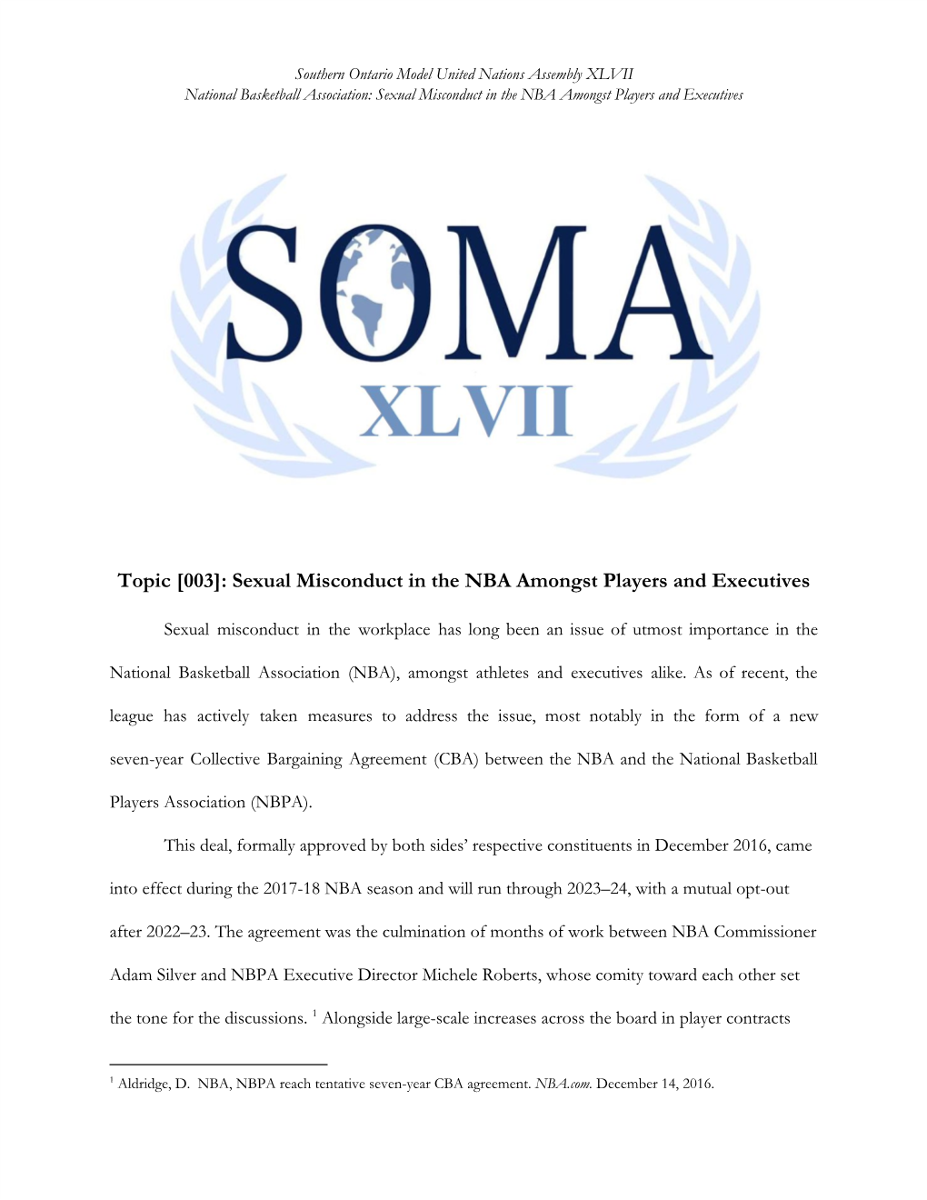 Topic [003]: Sexual Misconduct in the NBA Amongst Players and Executives