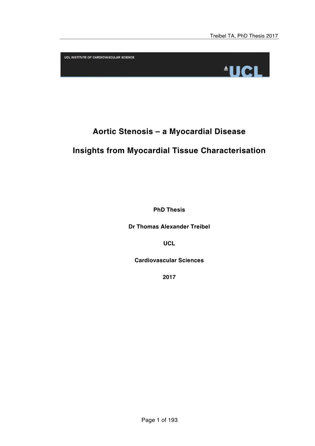 Aortic Stenosis – a Myocardial Disease