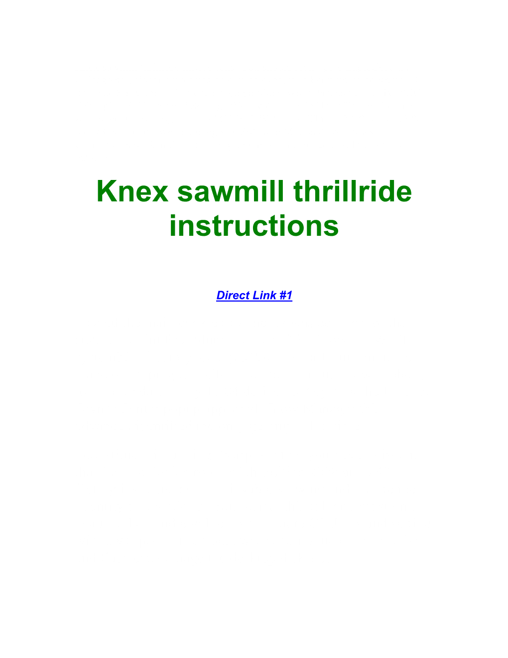 Knex Sawmill Thrillride Instructions