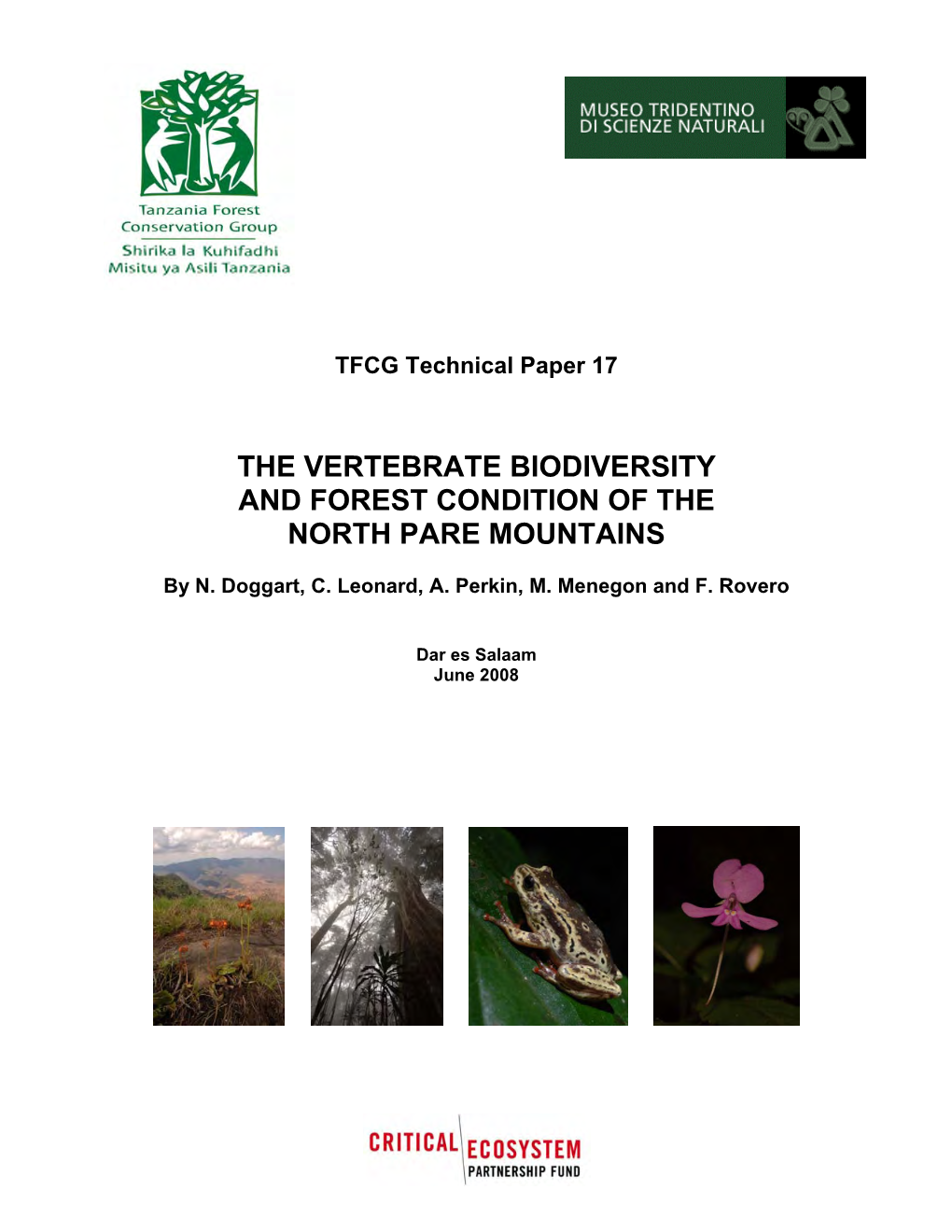 The Vertebrate Biodiversity and Forest Condition of the North Pare Mountains