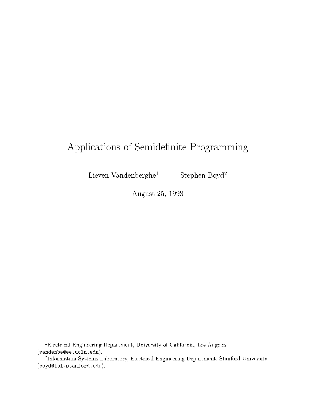 Applications of Semidefinite Programming