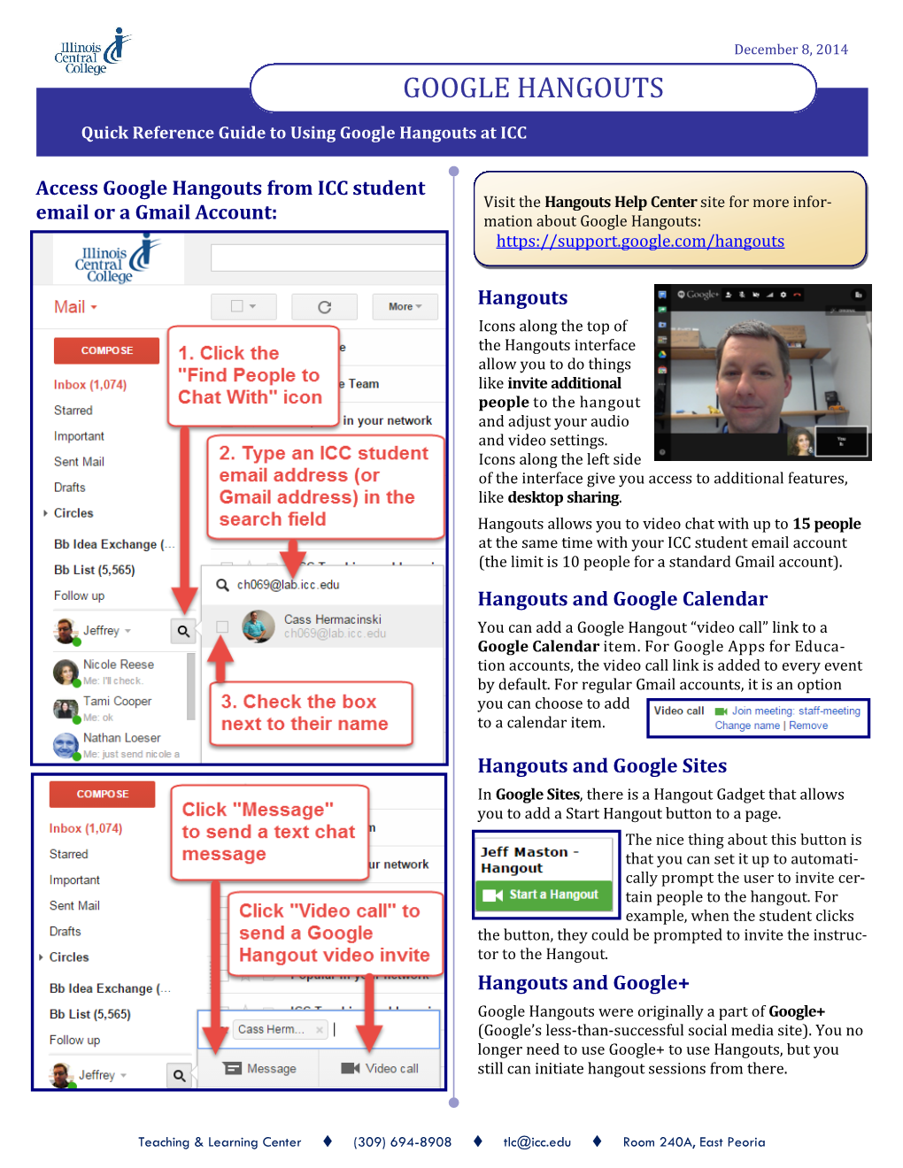 Quick Reference Guide to Using Google Hangouts at ICC