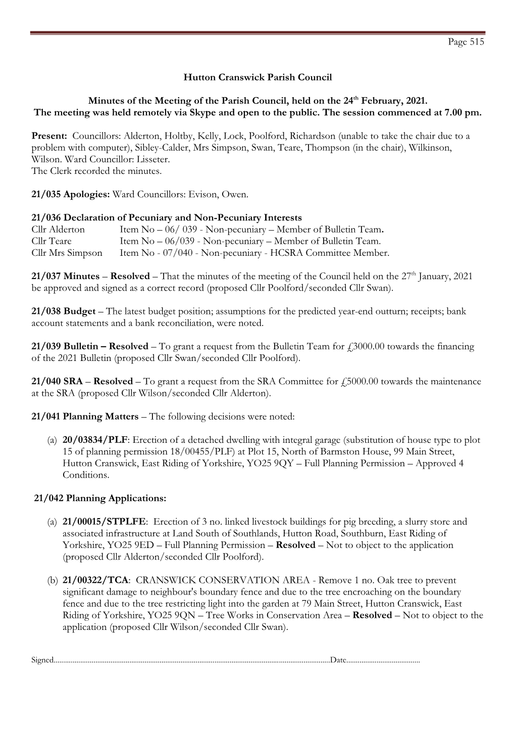 Hutton Cranswick Parish Council