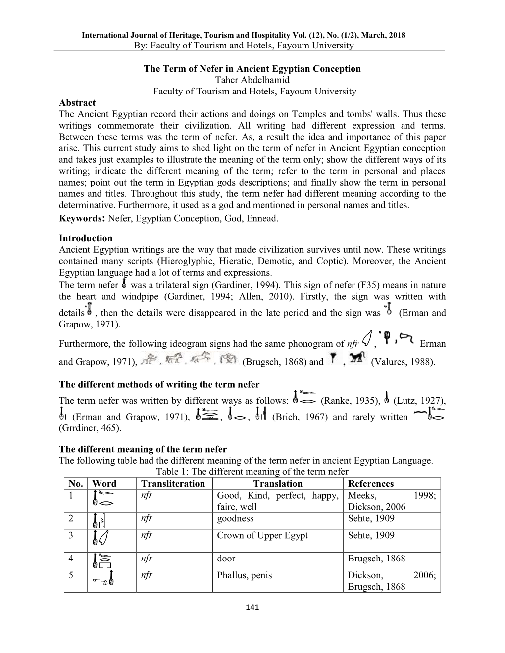 The Term of Nefer in Ancient Egyptian Conception