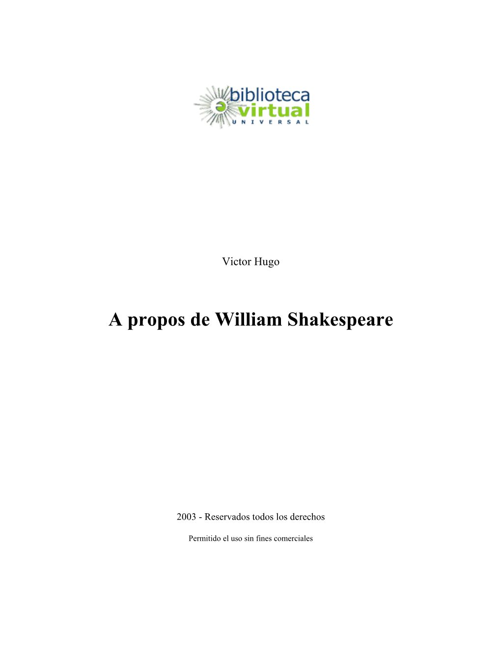 A Propos De William Shakespeare